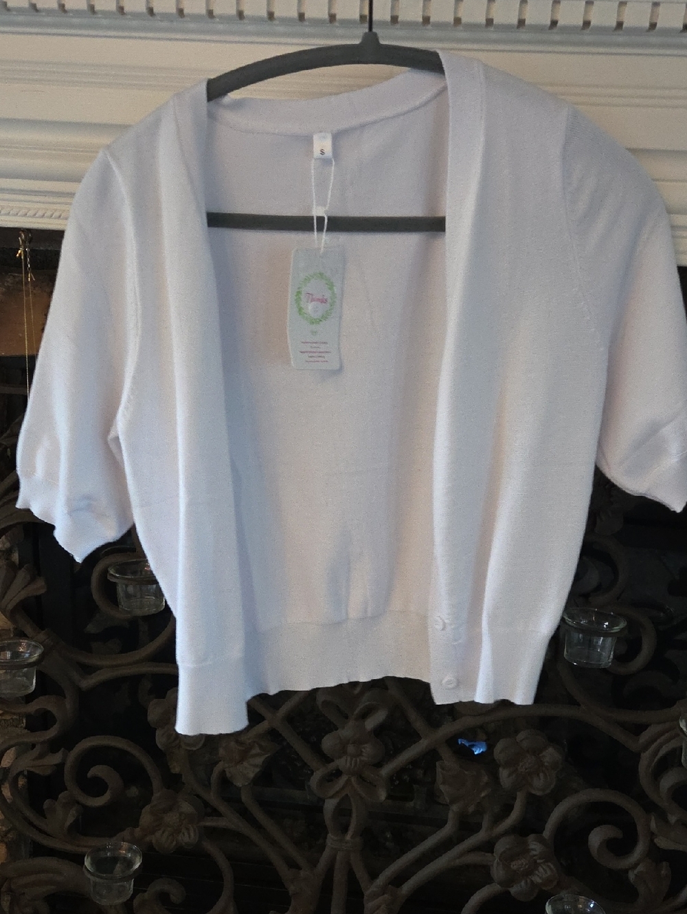 NWT Summer Crop Sweater/ White Short Sleeve Cardigan